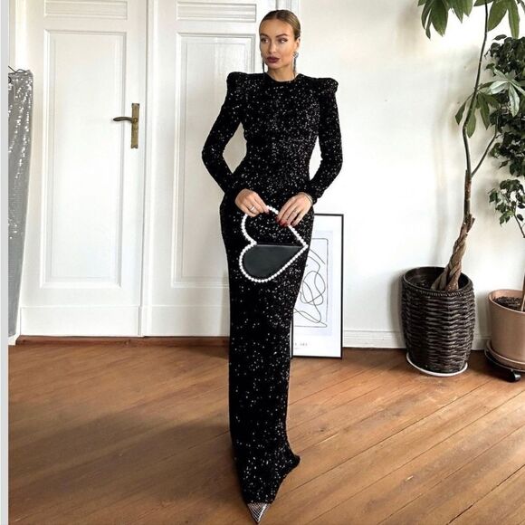 ZARA SHOULDER PAD SEQUIN DRESS - Picture 6 of 16